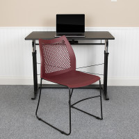 Flash Furniture RUT-498A-BY-GG HERCULES Series 661 lb. Capacity Burgundy Stack Chair with Air-Vent Back and Black Powder Coated Sled Base
